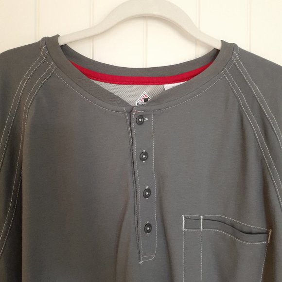Bulwark iQ Series Comfort Knit Men's FR Henley Gray Size XXL - Picture 5 of 16